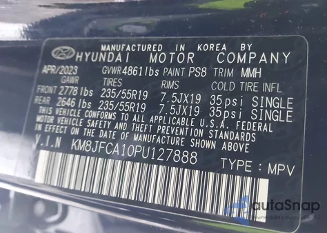 2023 Hyundai Tucson Hybrid Sel Convenience z USA, uszkodzony, nr VIN KM8JFCA10PU127888